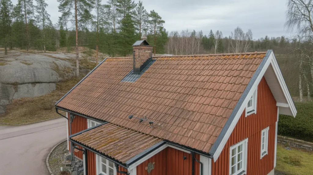 taktv tt och mosst tning av tegeltak i v rsta gr dinge