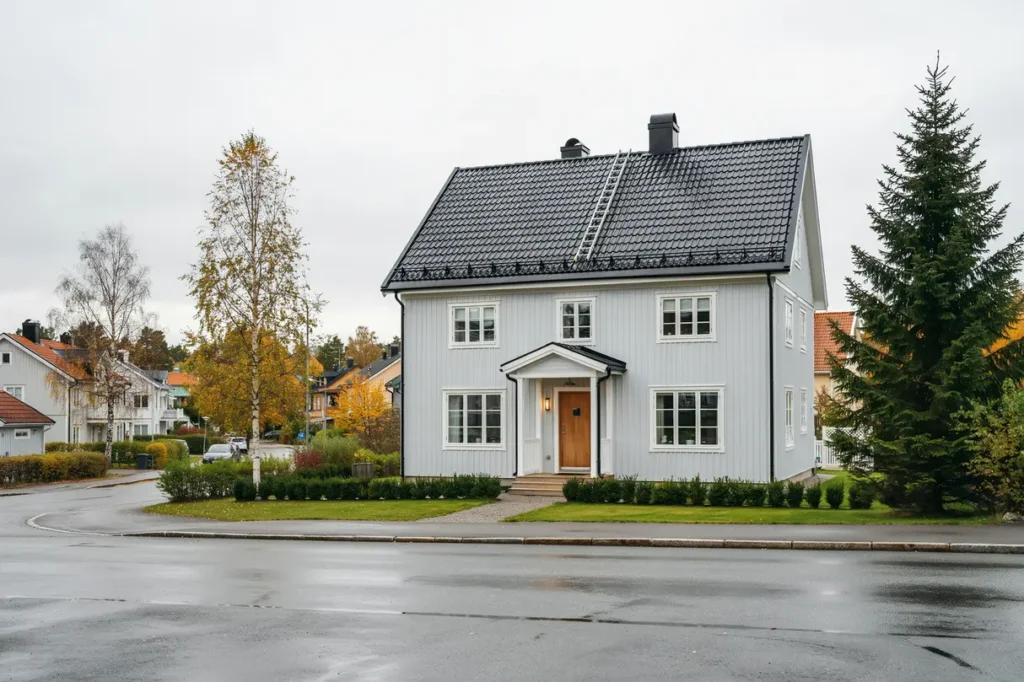 montering av sn rasskydd och takstege p villa i v rsta